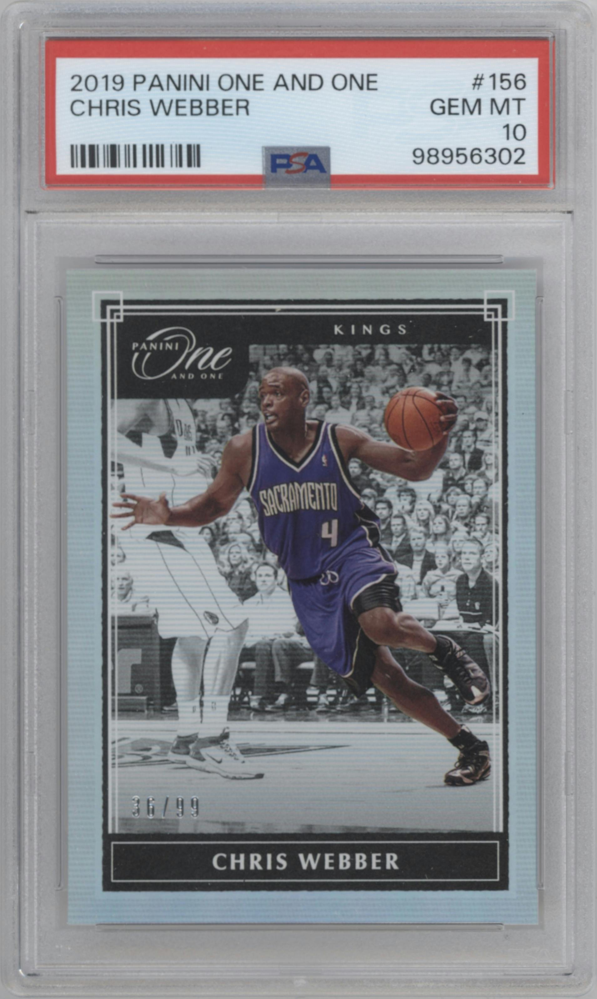 Chris Webber from the 2019-20 Panini One and One set graded by PSA and given an overall grade of 10.