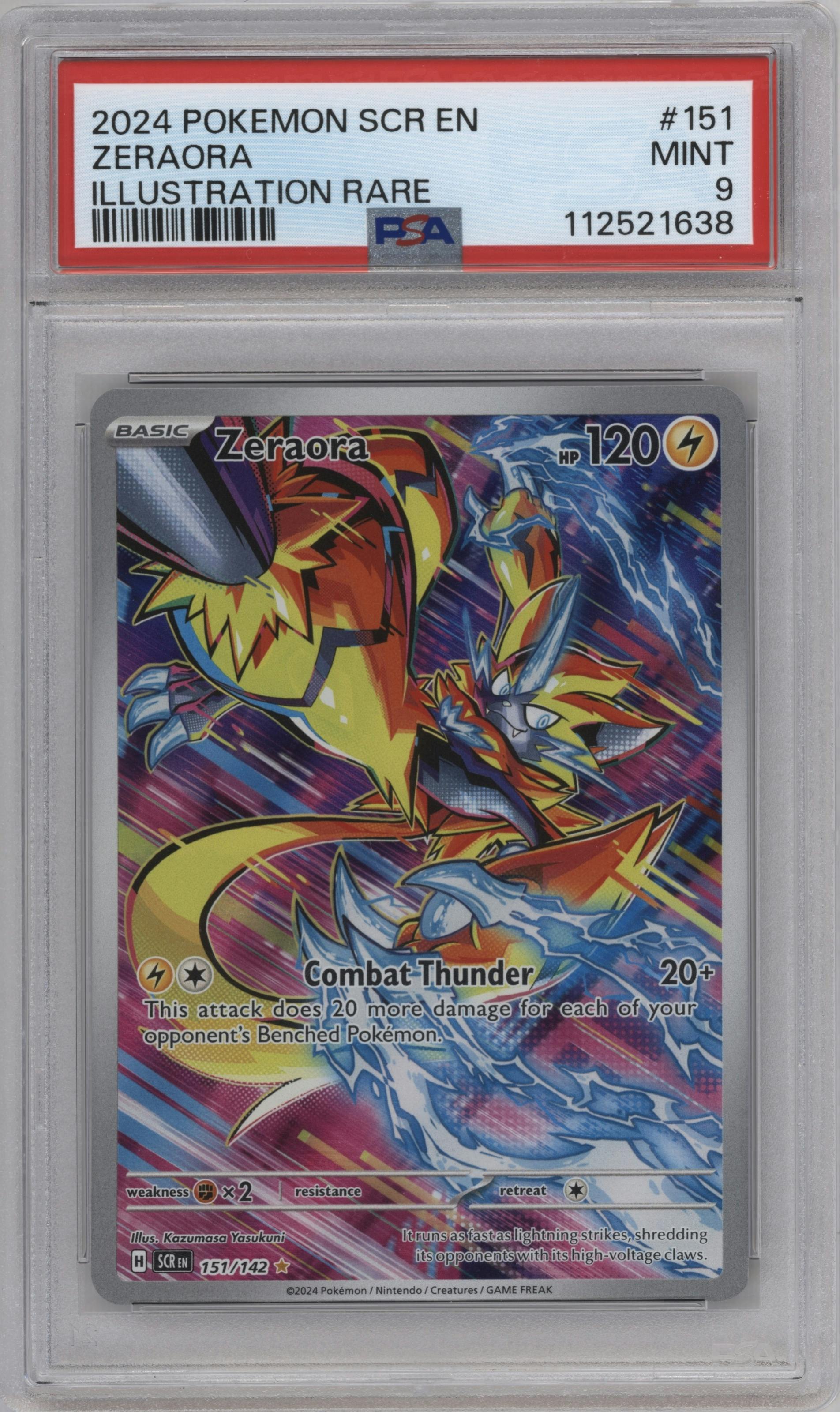 Zeraora from the 2024 Pokemon SV set graded by PSA and given an overall grade of 9.