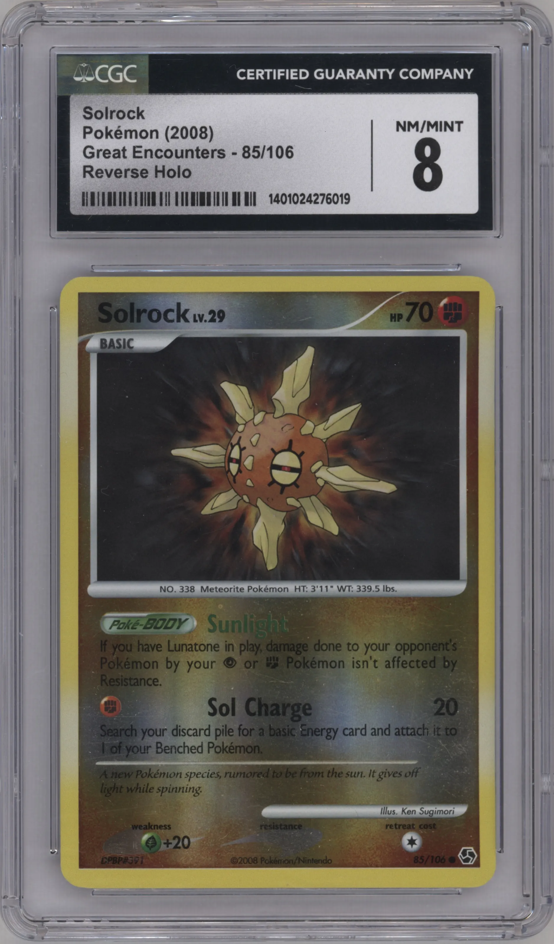 2008 Pokemon D&P Great Encounters Solrock #85 CGC 8