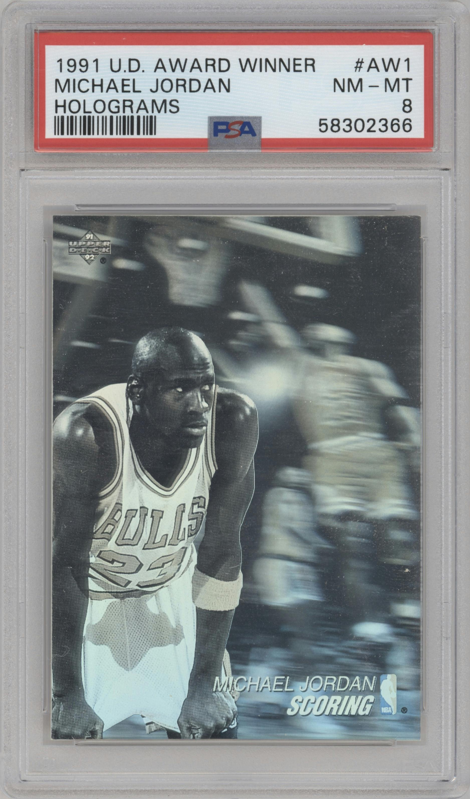 Michael Jordan from the 1991-92 Upper Deck set graded by PSA and given an overall grade of 8.