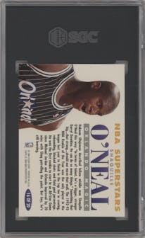 Shaquille O'Neal from the 1993-94 Fleer set graded by SGC and given an overall grade of 9.5.