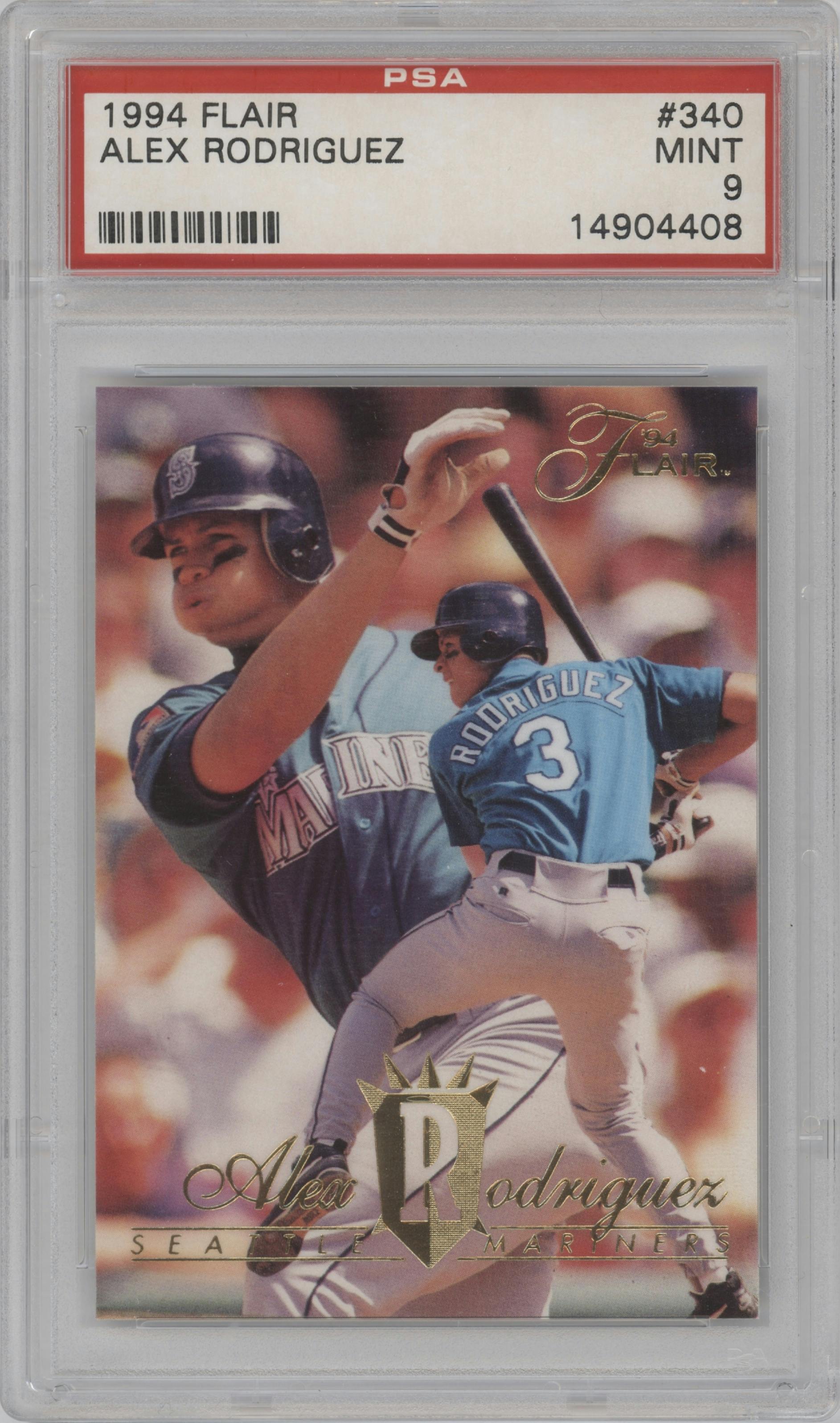 Alex Rodriguez from the 1994 Flair set graded by PSA and given an overall grade of 9.