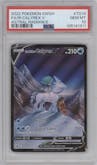 Ice Rider Calyrex V from the 2022 Pokemon SWSH set graded by PSA and given an overall grade of 10.