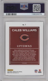 Caleb Williams from the 2024 Donruss Optic set graded by PSA and given an overall grade of 9.
