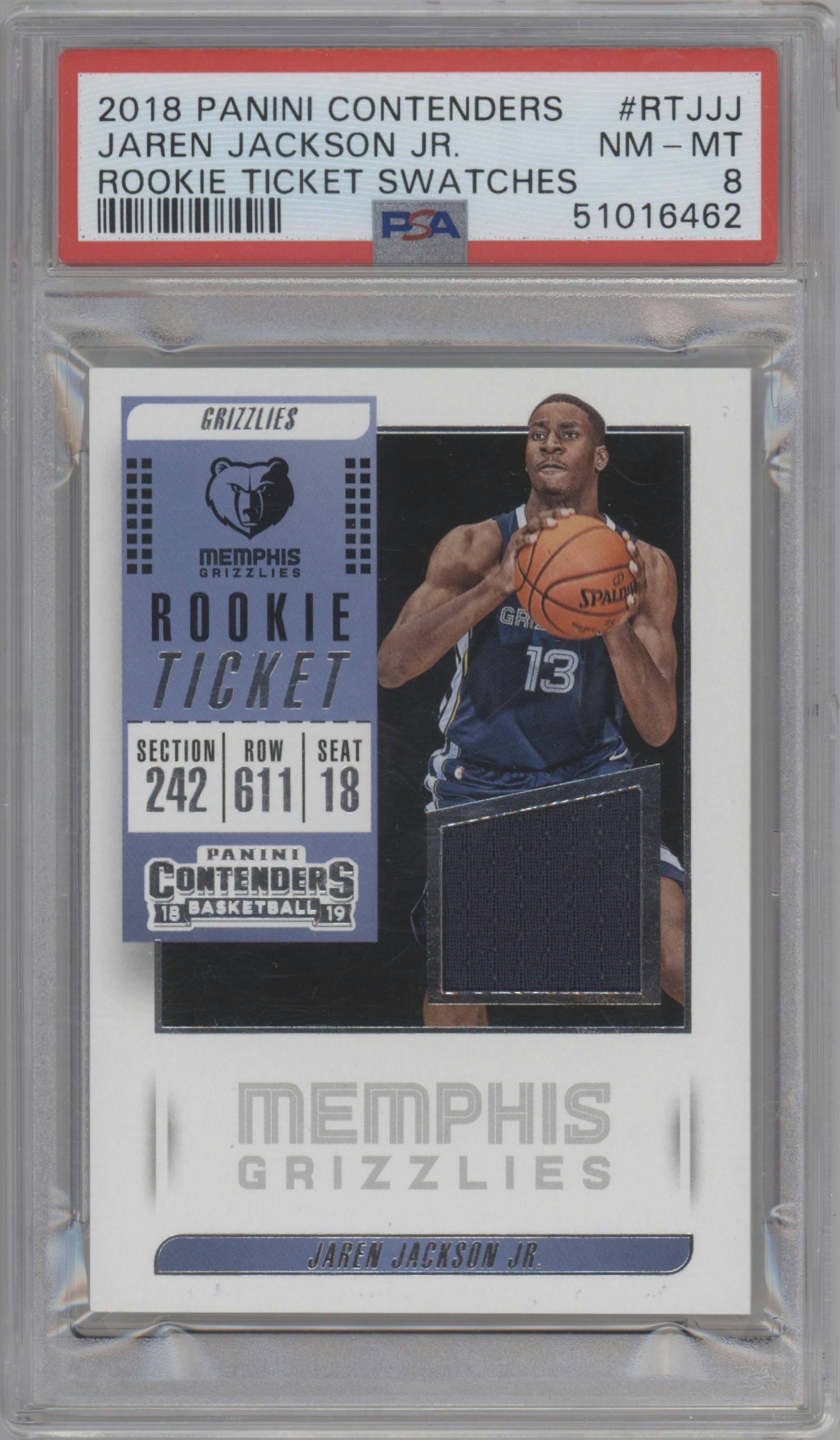Jaren Jackson Jr. from the 2018-19 Panini Contenders set graded by PSA and given an overall grade of 8.