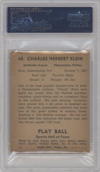 Chuck Klein from the 1941 Play Ball set graded by PSA and given an overall grade of 4.