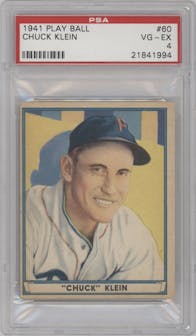 Chuck Klein from the 1941 Play Ball set graded by PSA and given an overall grade of 4.