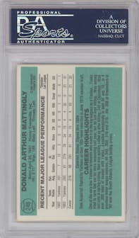 Don Mattingly from the 1984 Donruss set graded by PSA and given an overall grade of 9.