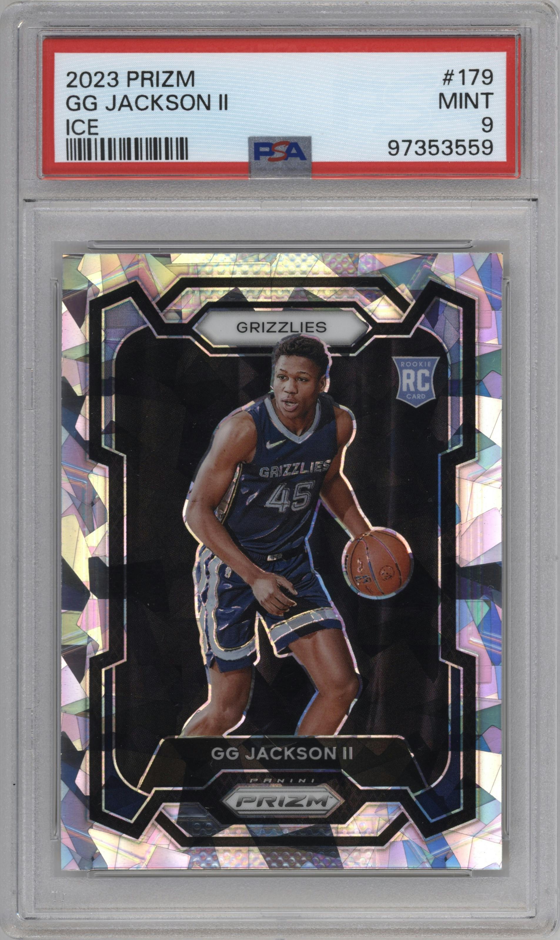 GG Jackson II from the 2023-24 Panini Prizm set featuring a Ice Prizm parallel graded by PSA and given an overall grade of 9.