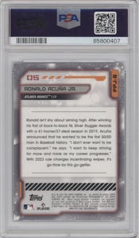 Ronald Acuna Jr. from the 2023 Topps Cosmic Chrome set graded by PSA and given an overall grade of 8.