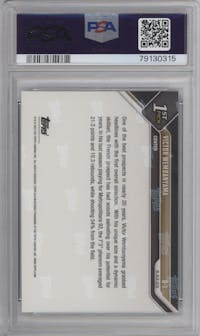Victor Wembanyama from the 2023 Topps Now
 set graded by PSA and given an overall grade of 10.