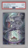 Aerodactyl from the 2000 Topps Chrome set featuring a Spectra parallel graded by PSA and given an overall grade of 9.