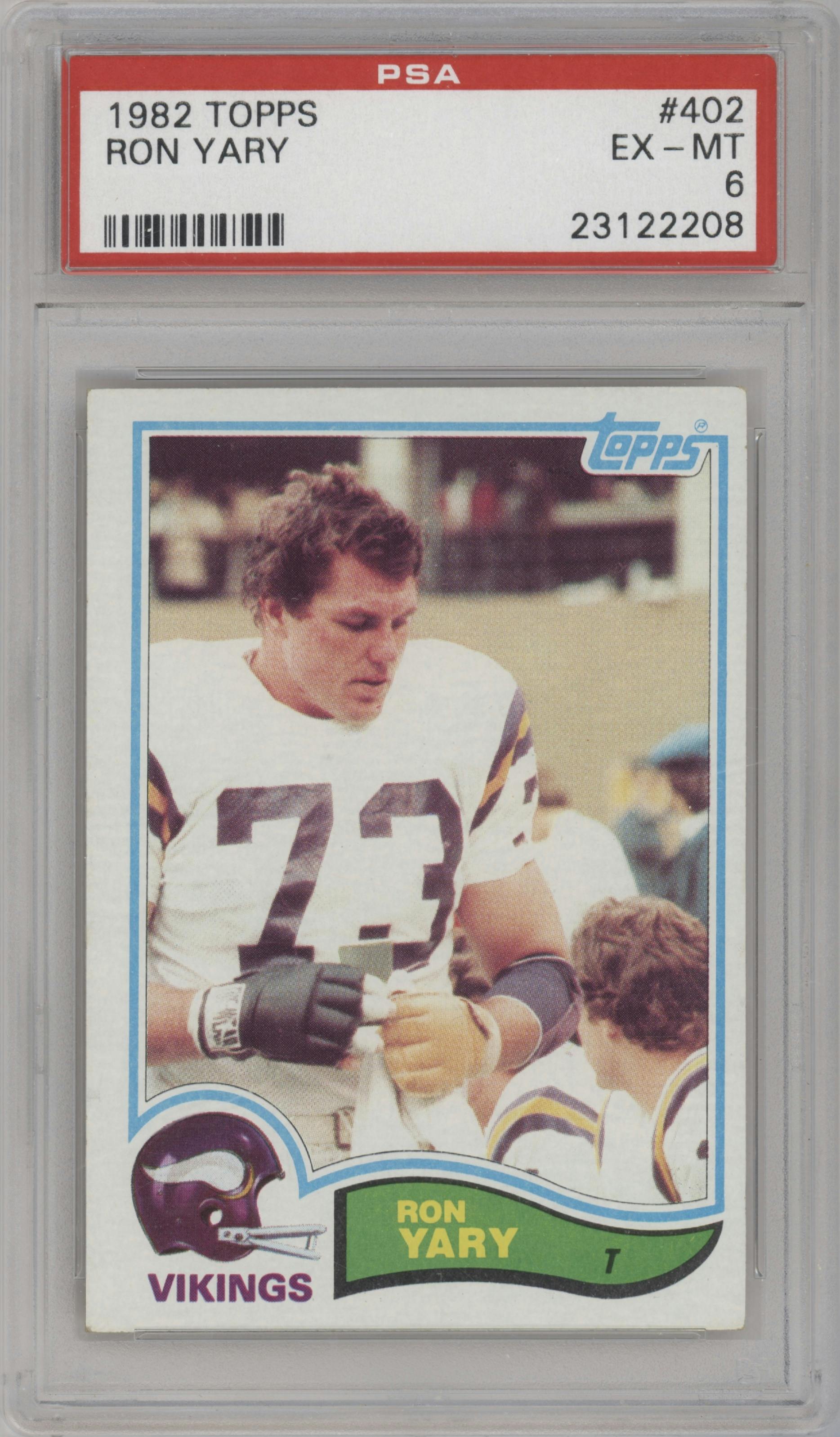 Ron Yary from the 1982 Topps set graded by PSA and given an overall grade of 6.