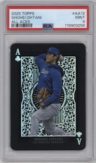 Shohei Ohtani from the 2025 Topps set graded by PSA and given an overall grade of 9.