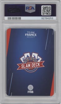 Victor Wembanyama from the 2023 Slam Deck Team France set graded by PSA and given an overall grade of 10.