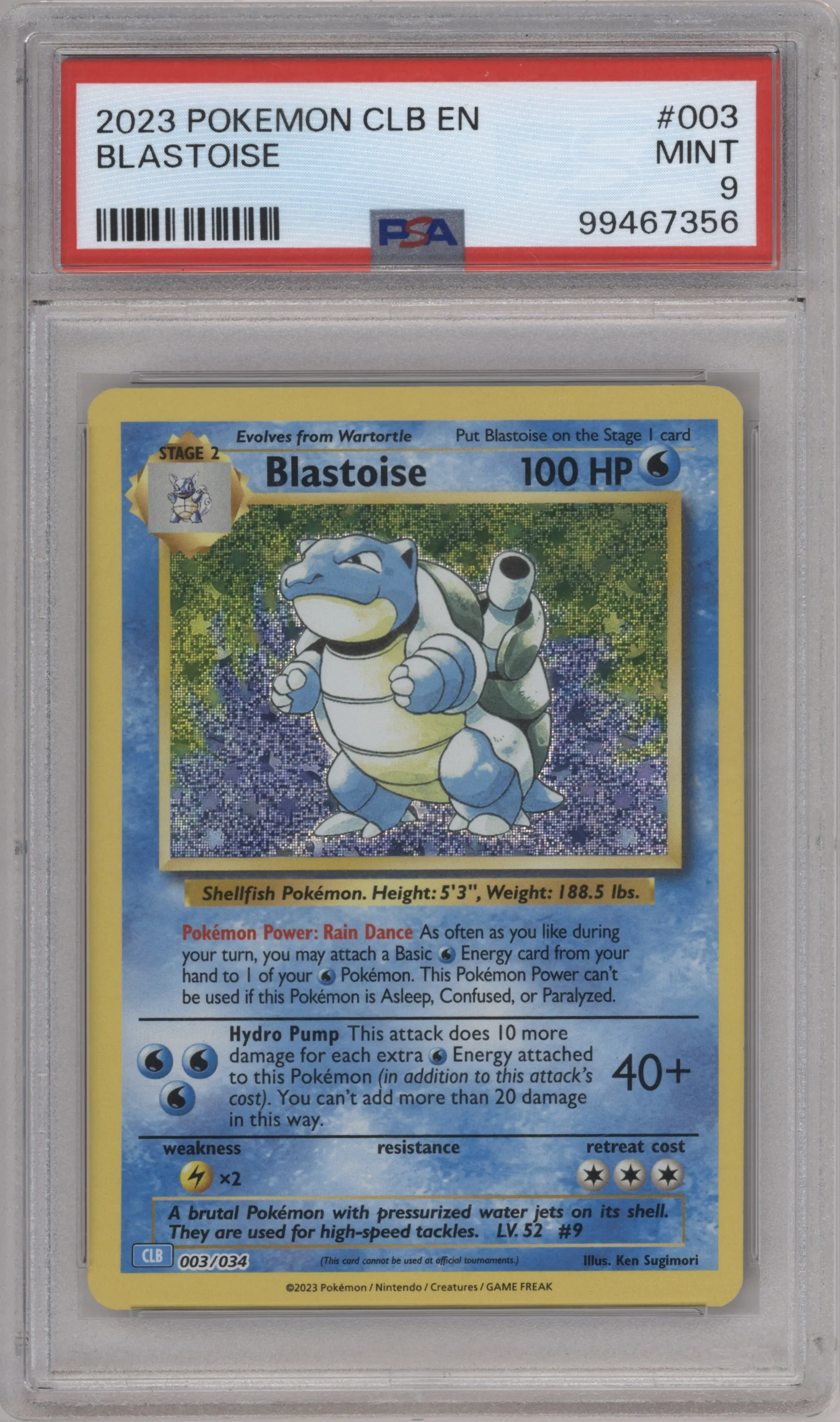 2023 Pokemon CLB Blastoise PSA 9