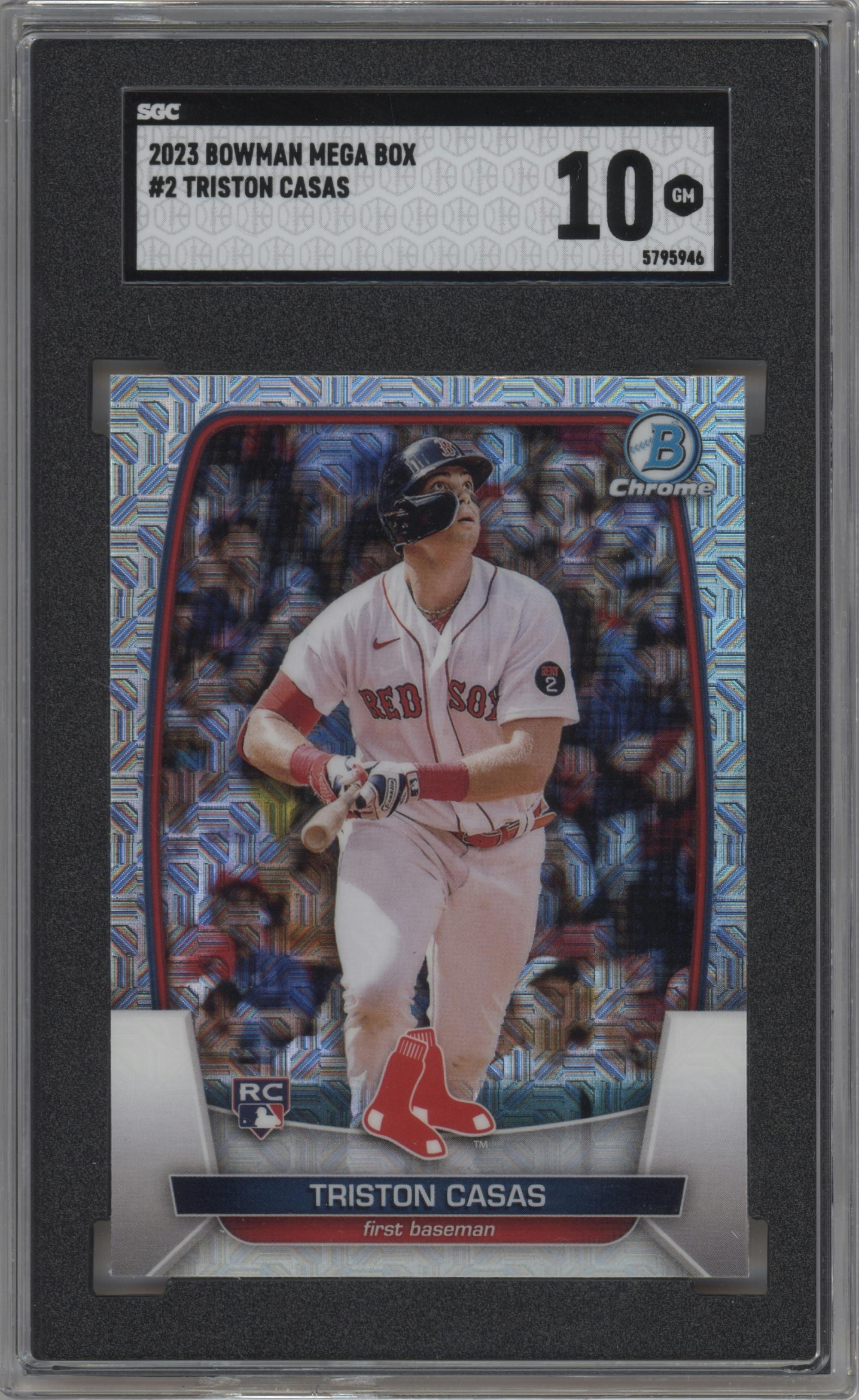 Triston Casas from the 2023 Bowman Mega Box set graded by SGC and given an overall grade of 10.