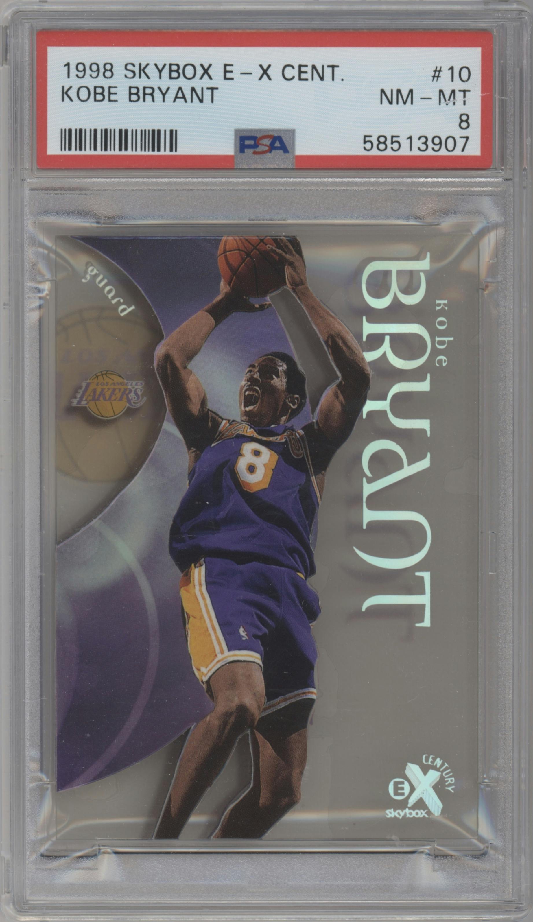 Kobe Bryant from the 1998-99 Skybox E-X Century set graded by PSA and given an overall grade of 8.