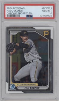 Paul Skenes from the 2024 Bowman set graded by PSA and given an overall grade of 10.