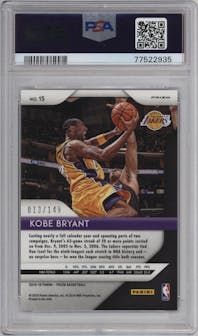 Kobe Bryant from the 2018-19 Panini Prizm set featuring a Purple Ice parallel graded by PSA and given an overall grade of 10.