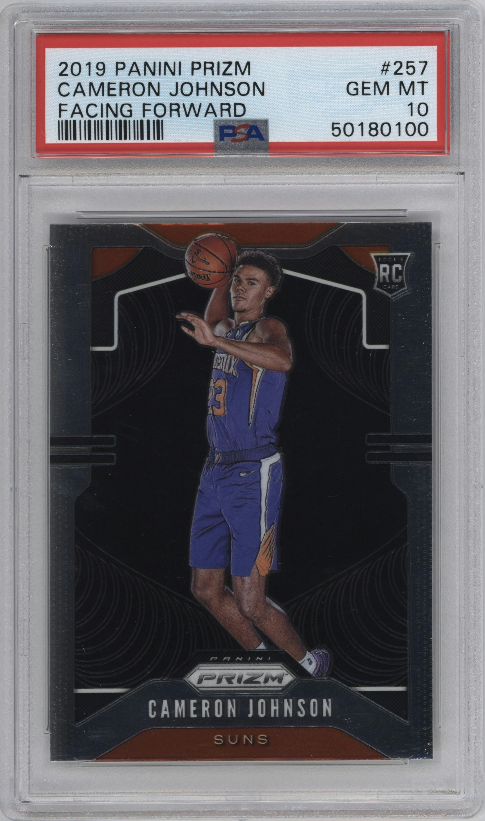 Cameron Johnson from the 2019-20 Panini Prizm set graded by PSA and given an overall grade of 10.