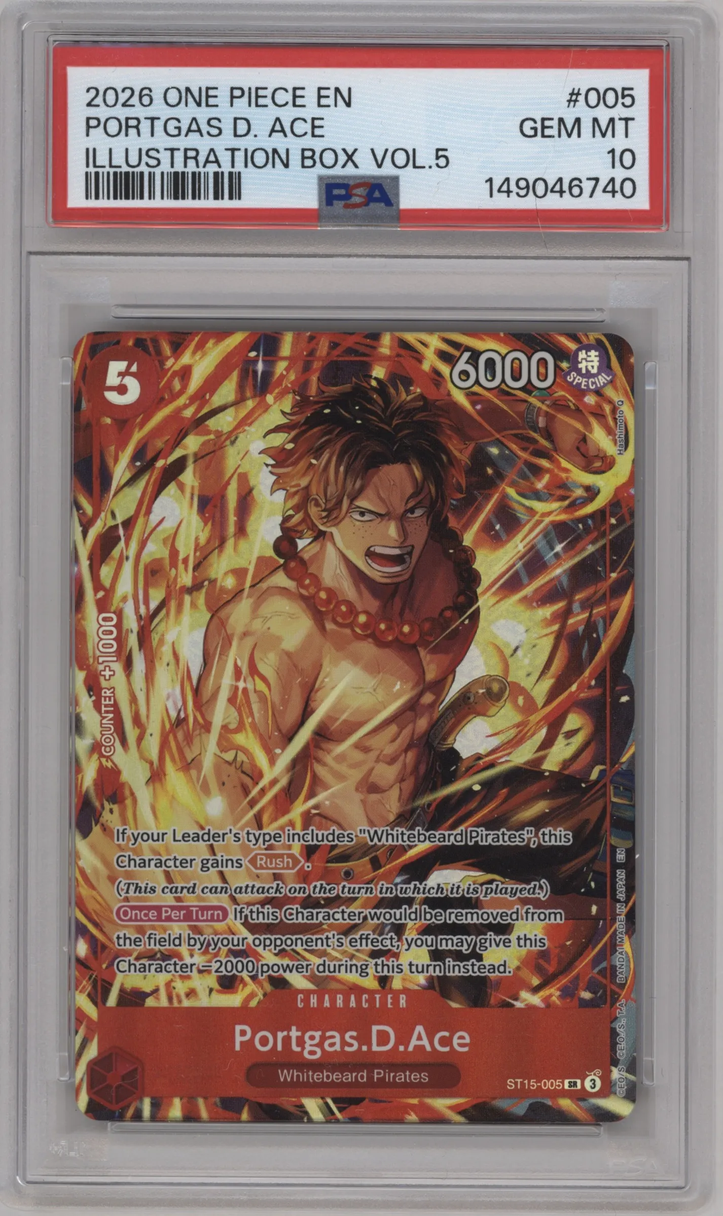 2026 One Piece Illustration Box Vol.5 Portgas.D.Ace PSA 10