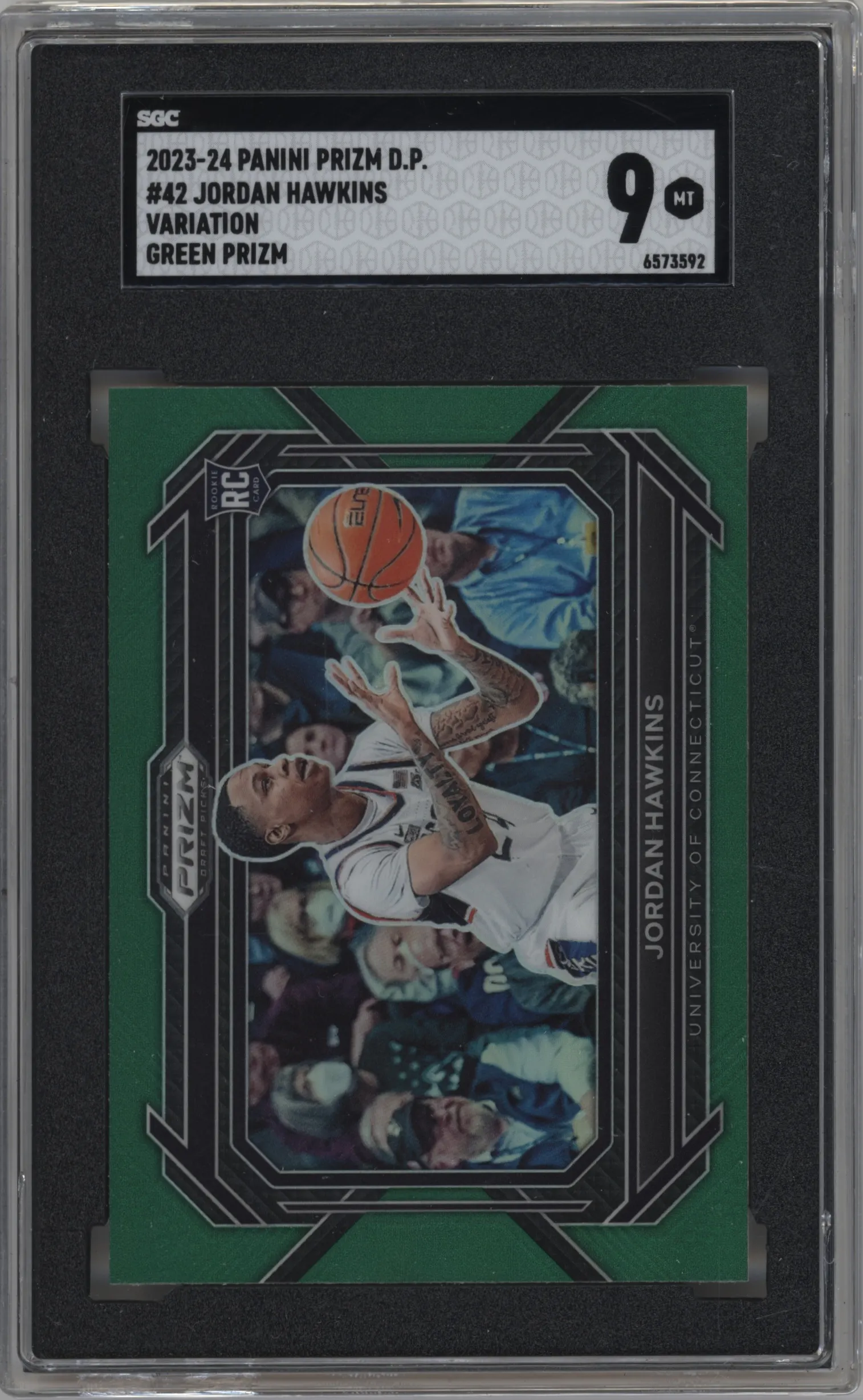 2023 Panini Prizm Draft Picks Variation Jordan Hawkins Green Prizm #42 SGC 9