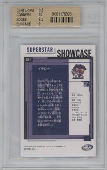 Ichiro from the 2000 Upper Deck Victory Japan set graded by Beckett and given an overall grade of 9.5.
