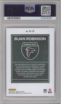 Bijan Robinson from the 2023 Panini Donruss set graded by PSA and given an overall grade of 9.
