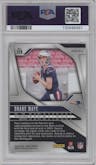 Drake Maye from the 2024 Panini Prizm set featuring a Red/White/Blue Prizm parallel graded by PSA and given an overall grade of 9.