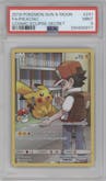Pikachu from the 2019 Pokemon S&M  set graded by PSA and given an overall grade of 9.