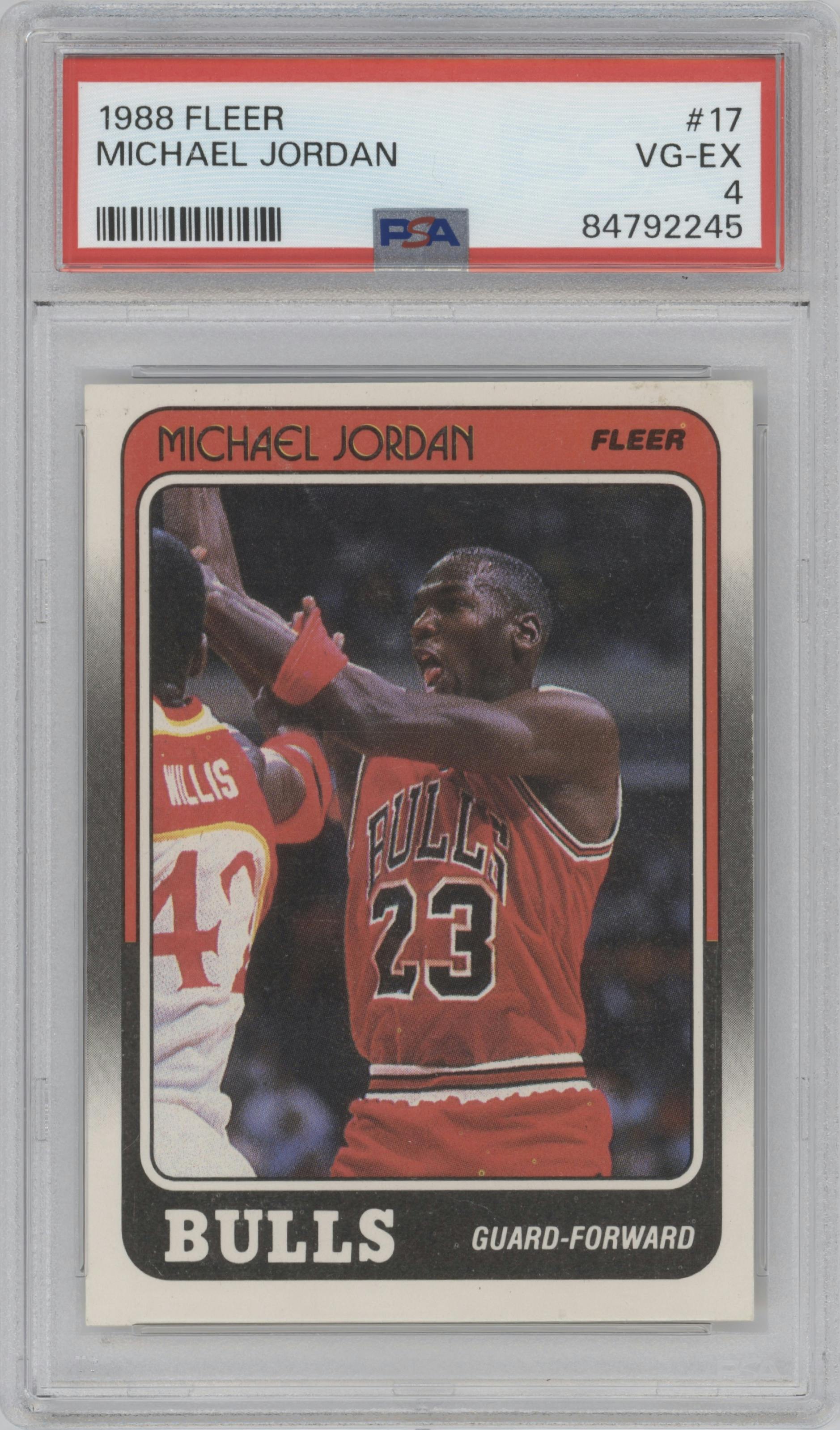 Michael Jordan from the 1988-89 Fleer set graded by PSA and given an overall grade of 4.