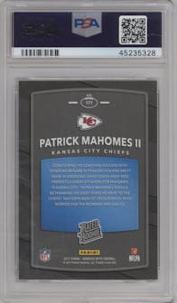 Patrick Mahomes II from the 2017 Panini Donruss Optic set graded by PSA and given an overall grade of 10.