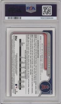Christian Moore from the 2024 Bowman Draft set graded by PSA and given an overall grade of 10.