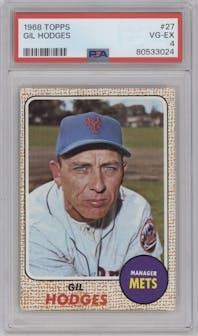 Gil Hodges from the 1968 Topps set graded by PSA and given an overall grade of 4.