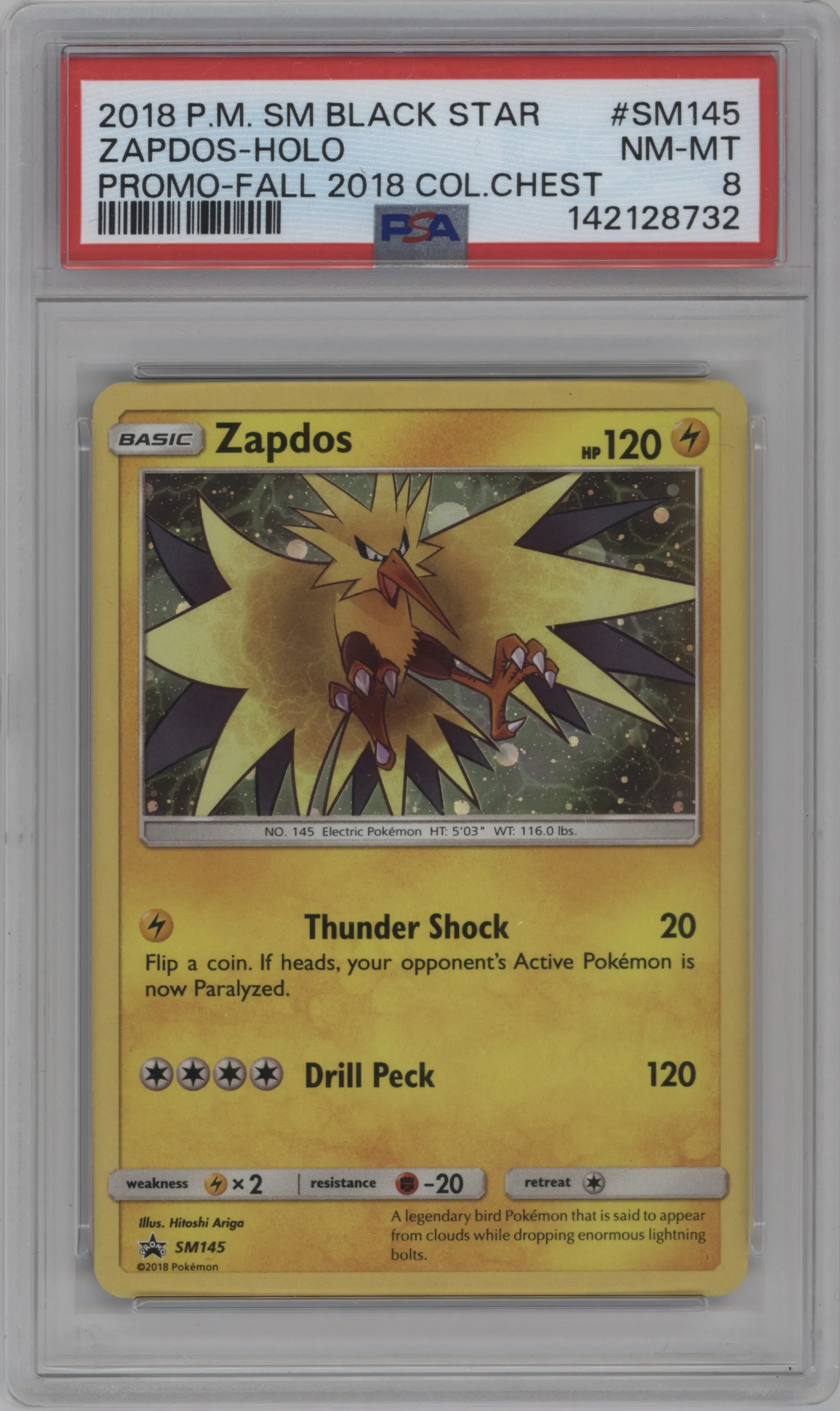 2018 Pokemon S&M Zapdos 2018 Collector's Chest Tin PSA 8