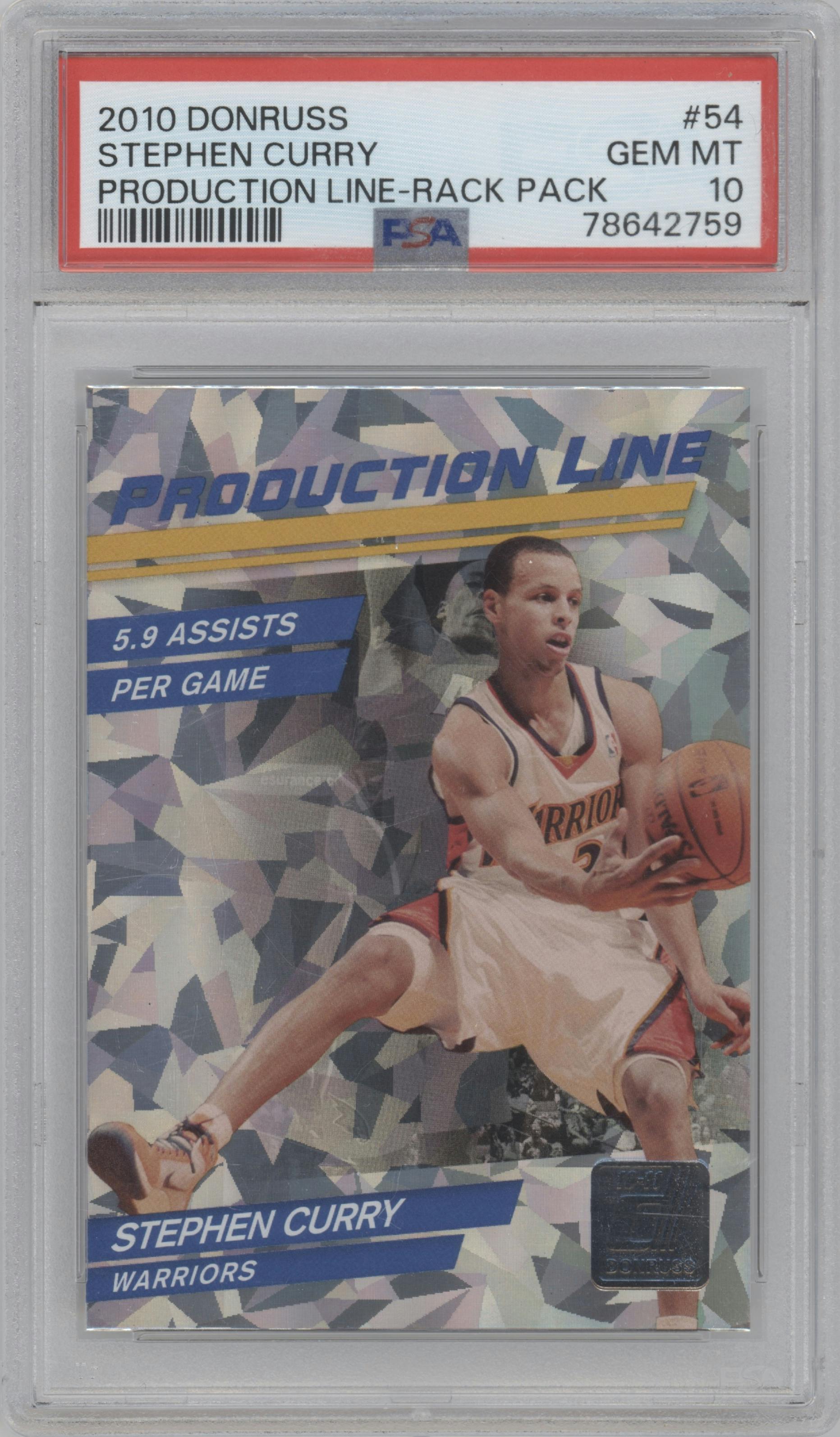 Stephen Curry from the 2010-11 Donruss set graded by PSA and given an overall grade of 10.