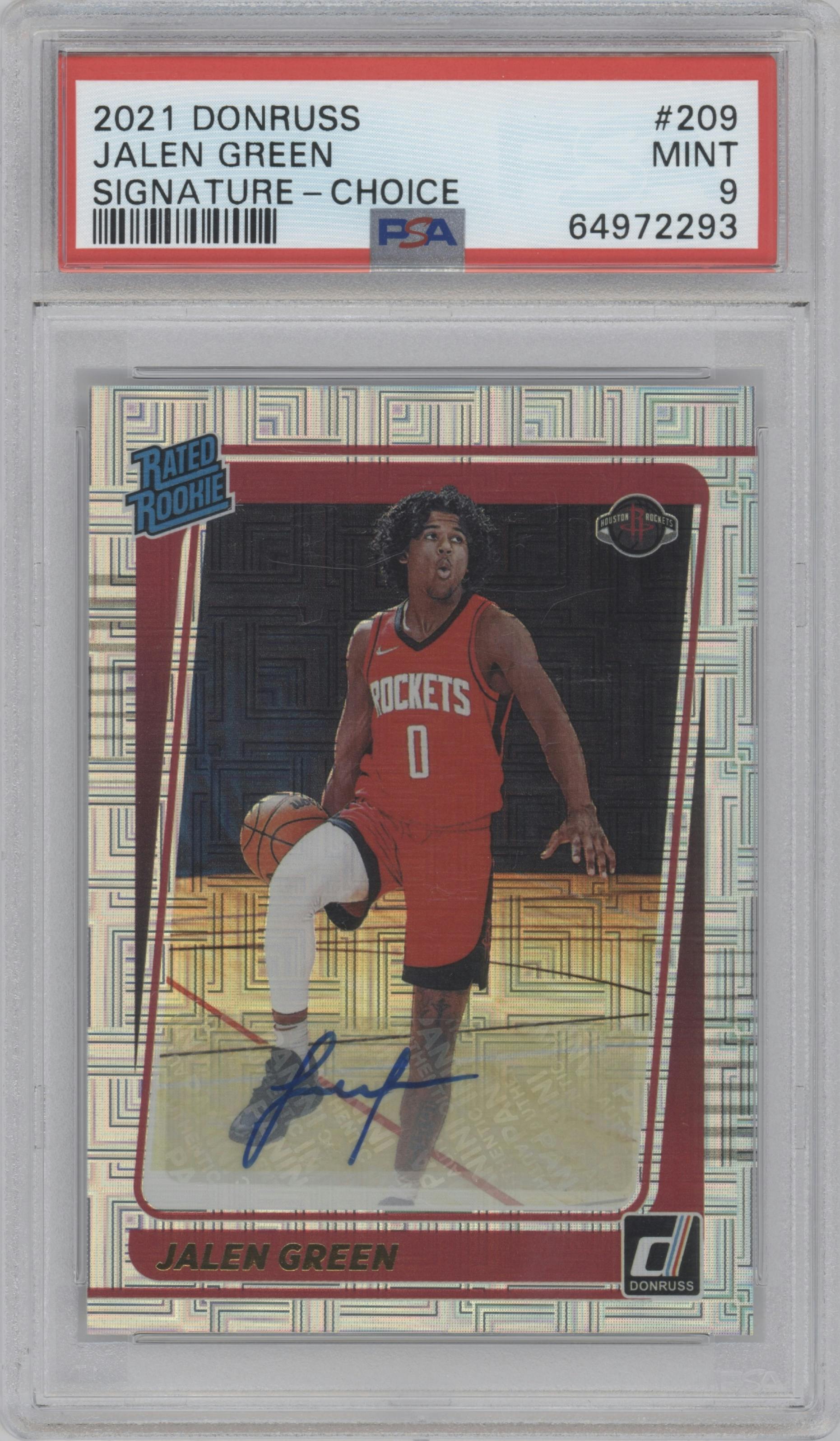 Jalen Green from the 2021-22 Panini Donruss set featuring a Choice  parallel graded by PSA and given an overall grade of 9.