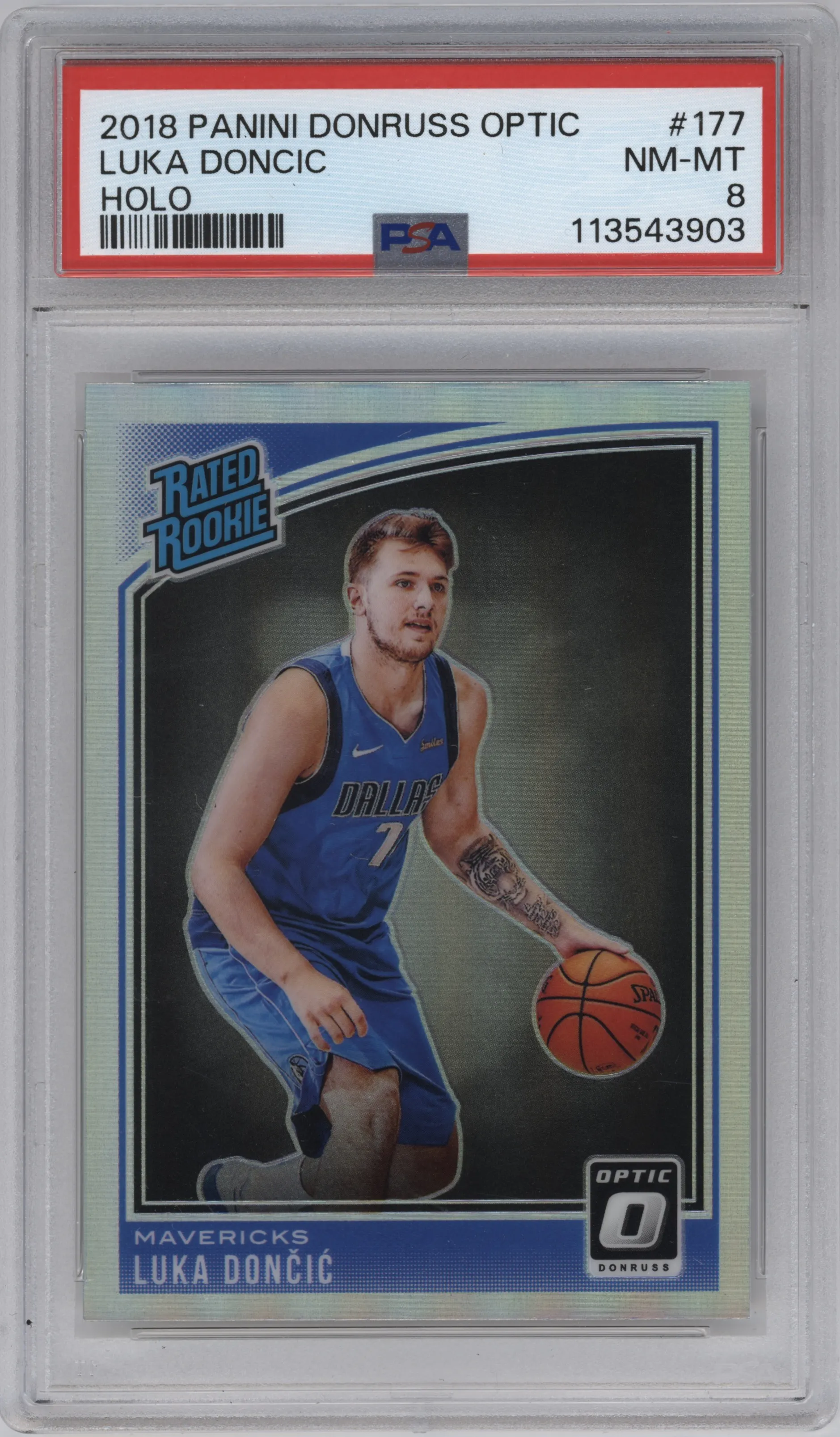 2018 Panini Donruss Optic Rated Rookie Luka Doncic Holo #177 PSA 8