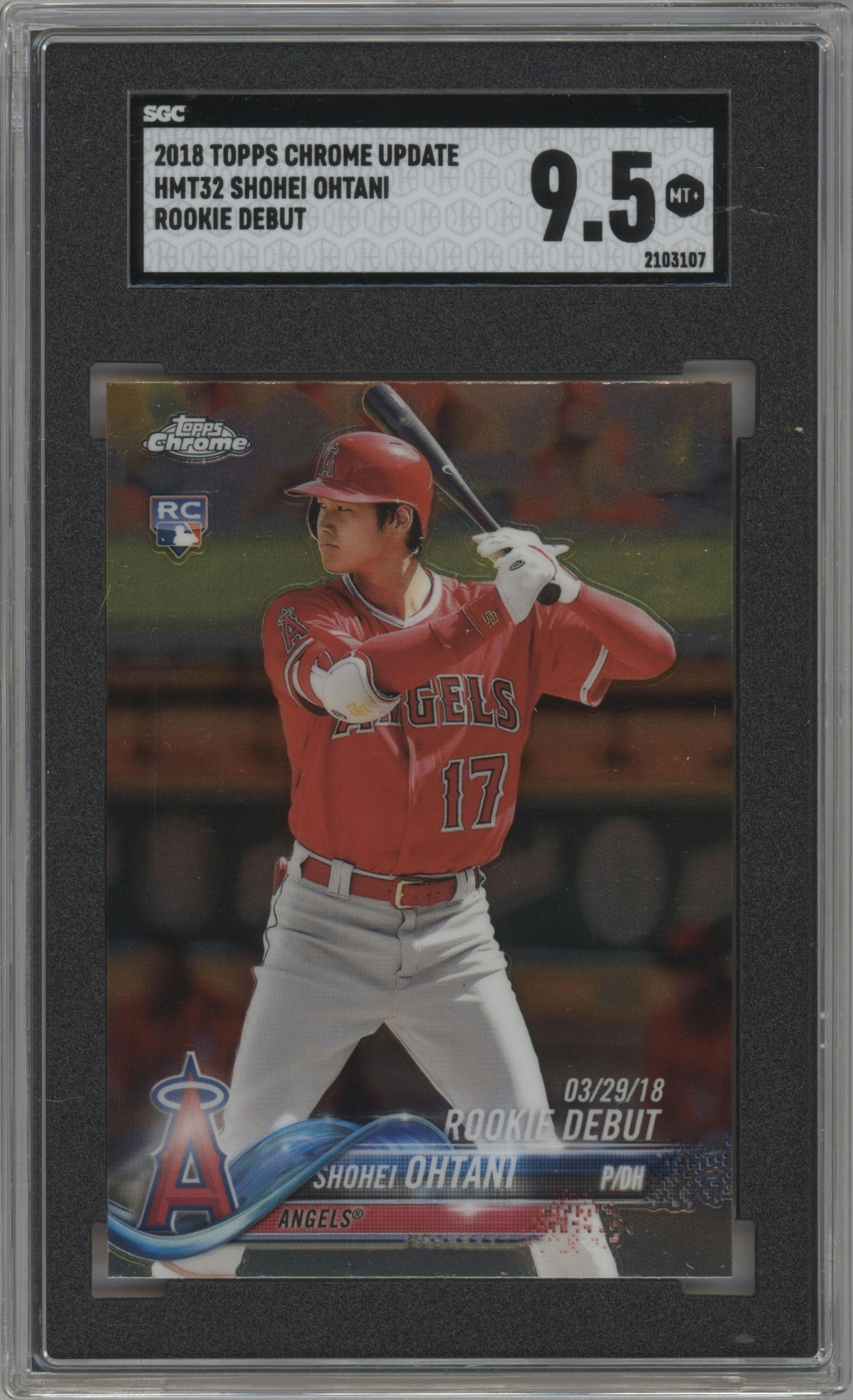 Shohei Ohtani from the 2018 Topps Chrome Update  set graded by SGC and given an overall grade of 9.5.