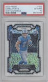 Sam LaPorta from the 2023 Panini Prizm set featuring a White Sparkle parallel graded by PSA and given an overall grade of 10.