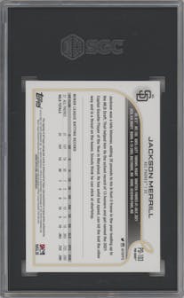 Jackson Merrill from the 2022 Topps Pro Debut set graded by SGC and given an overall grade of 9.5.