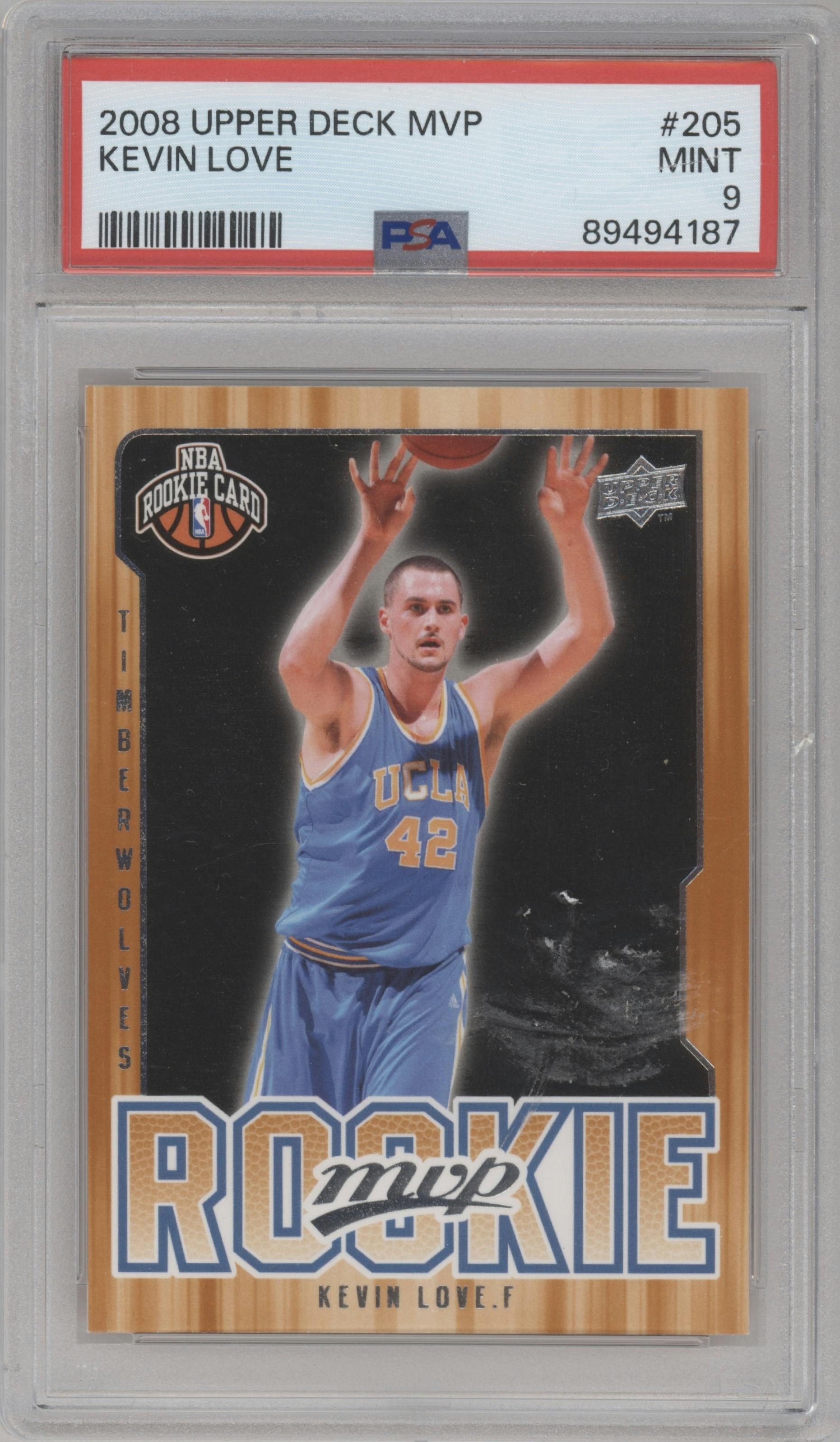 Kevin Love from the 2008-09 Upper Deck MVP set graded by PSA and given an overall grade of 9.