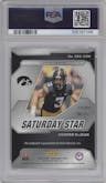 Cooper DeJean from the 2024 Panini Prizm Draft Picks set featuring a Blue Ice parallel graded by PSA and given an overall grade of 9.