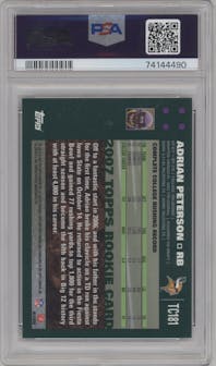 Adrian Peterson from the 2007 Topps Chrome set graded by PSA and given an overall grade of 10.