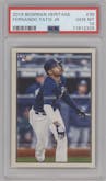 Fernando Tatis Jr. from the 2019 Bowman Heritage set graded by PSA and given an overall grade of 10.