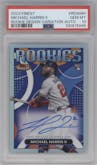 Michael Harris II from the 2023 Topps Finest set graded by PSA and given an overall grade of 10.