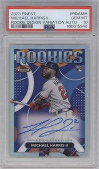 Michael Harris II from the 2023 Topps Finest set graded by PSA and given an overall grade of 10.