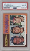 Steve Busby / Dick Bosman / Nolan Ryan from the 1975 Topps set graded by PSA and given an overall grade of 8.