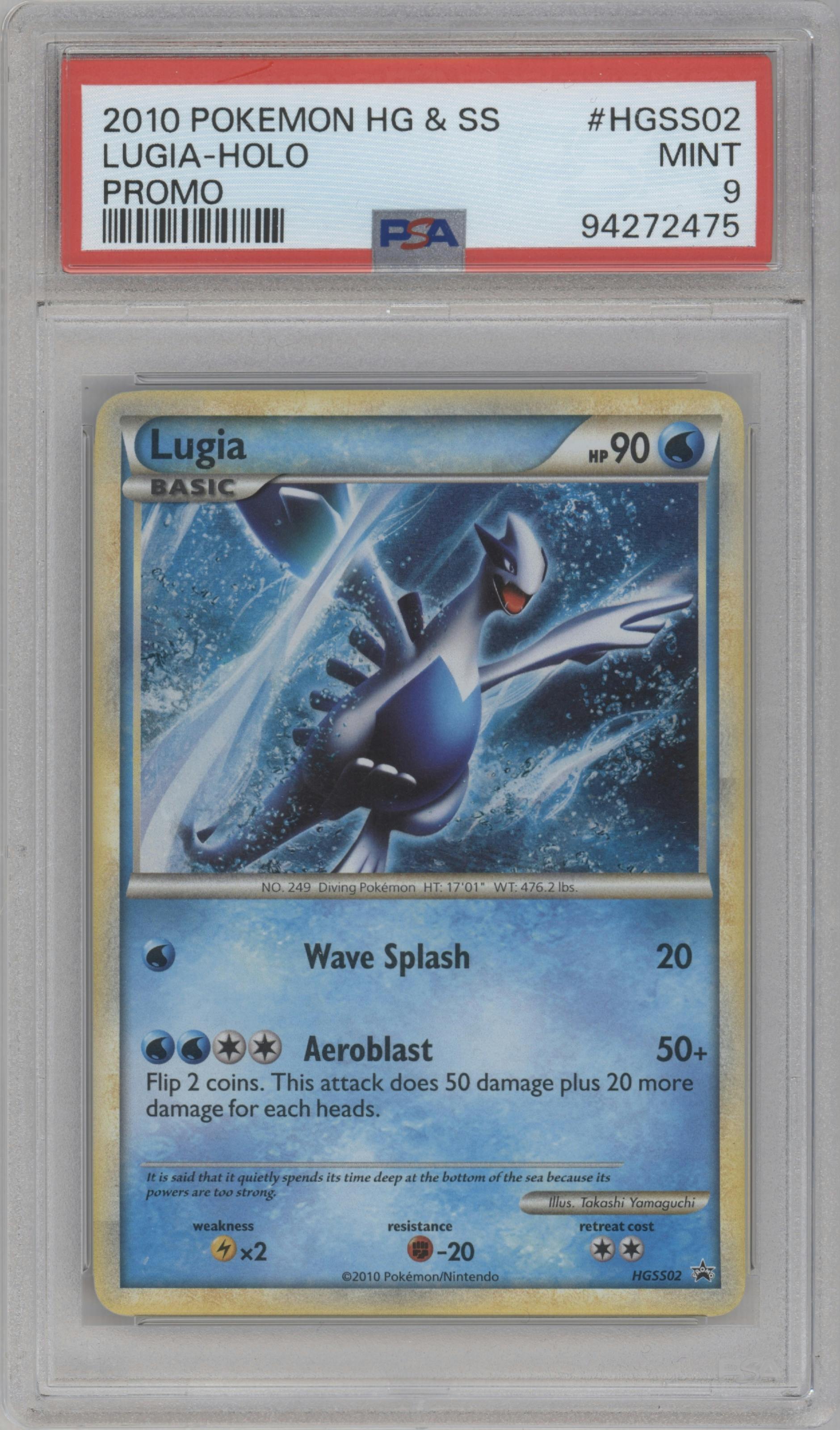 Lugia from the 2010 Pokemon HG & SS set graded by PSA and given an overall grade of 9.